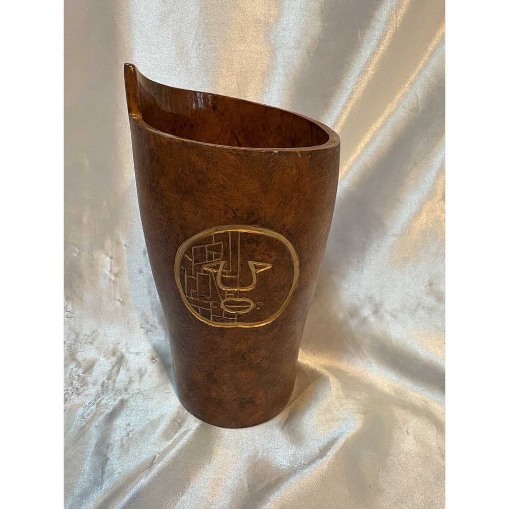 Unique Vase Sun design Abstract shape Marked Sandy ?Resin Rare